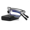 Sunglasses Portable Folding Reading Glasses For Men Metal Square Smart Anti-blue Light Elder Eyeglasses Presbyopia