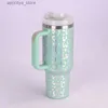 Wasserflasche H2.0 40oz Pulverbeschichteter Leopardendruck Becher Heiße Silberdruck BPA kostenlos aus rostfreiem Stahl isolierter Reisebecher mit abnehmbarem Griff, verkauft durch Gehäuse L48