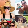 バイザーrimiut New Women Sun Visor Wide Brim Straw Hat Summer foldable Packable UV Protection Cap for Beach Travel Bonnet Hats Y240417