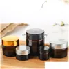 Packing Bottles Wholesale 5G 10G 15G 20G 30G 50G Amber Brown Glass Bottle Face Cream Jar Refillable Cosmetic Makeup Storage Container Dhpfo