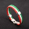 Bangle Stainless Steel Men Women Spain Germany France Italy Argentina National Flag PU Leather Bracelets Handmade JewelryL240417