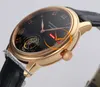 Le Brassus Carosel Tourbillon Mens Repetition Minutes Minutes TFL 0232-3631-55B Rosa Oro Rosa Nero Cinta di pelle Romano Strap Super Edizione RELOJ Puretime