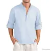 Men's T-Shirts Spring Summer Mens Linen Long Sleeve T-Shirt Loose Solid Color Tops Casual Breathable Cotton Linen Shirt