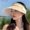 Visores de verão novo chapéu de sol-estilo coreano de moda vazia Hat Hat Hats Y240417