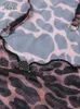 Robes décontractées Joskaa Sexy Leopard Imprimé Mini robe Mini Robe Femmes Superbe O-cou manche évasée Backless Body Dalping Robe 2024 Holiday Outfits