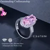 Trouwringen pera prachtige roze rode cz kristal grote ovale ronde vorm vrouwen verlovingsbanden handvinger sieraden accessoires r082
