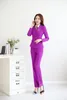 Women's Two Piece Pants Women Blazer Sets Suits Spring Purple Blue Red Uniform Office Ladies 2 Pieces Female Elegant Business Trouser Wear