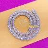Baguette de bijoux hip hop de haute couture Vvs1 Moissanite Diamond Sterling Silver 925 Collier Cuban Link