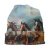 Berets Oil Painting Horse Thin Bonnet Homme Fashion Galloping Horses Skullies Beanies Caps Creative Hats