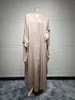 Vêtements ethniques V-Neck Solid Kaftan Muslim Dress Femmes Fashion turque Forge Face Batwing Sleeve Abaya Cardigan Long Robes pour