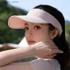 Visare Summer Hat For Women/Men Outdoor Sports Running Tom-Top Hat Sun Hat With Wide Brim For Sun Protection och UV Resistance Y240417