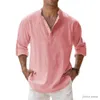 Camisetas masculinas novas camisas de linho de algodão para homens camisas casuais