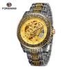 Armbandsur Forssining Men's Fashion Hollow Automatic Mechanical Watch Simple Luxury Business rostfritt stål Vattentät hane