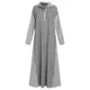 Casual jurken Flowy Heme jurk gestreepte print maxi a-line oversized zakken lange mouwen damesmode voor herfst lente dames