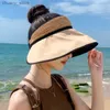 Vissors 2023 Spring and Summer Womens Straw Air Top Vinyl Bucket Hat UV-Probling Sun Hat Sun-Probling All-Matching Sun Hat Tide Y240417