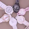 Wristwatches SALE!!! Discount Ceramic Watch Rhinestones Lady Men's Women's Japan Mov't Hours Metal Bracelet Girl's Gift