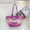 Mulheres Bohemian Boho Straw Bolsa de praia Designer feminino Bacha de tricô