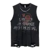 Men Men Summer Massion غسلت بلا أكمام Tshirts Hip Hop Letter Graphic Print Steps Streetwear Harajuku Cotton Tank Tops 240410