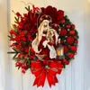 Fleurs décoratives 2024 Couronne de Noël sacrée avec lumières Festival Artificiel suspension Ornements de porte d'entrée décor mural plat