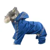 Vestuário de cachorro impermeável grande pano de chuva de pano de chuva refletido para o grande macacão para o Labrador Médio Retriever Casaco de Roupa ao Ar Livre