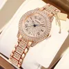 Wristwatches Top Luxury Diamond Watch For Women Elegant Brand Quartz Steel Bracelet Watches Ladies Zircon Crystal Fashion Wristwatch Clock d240417