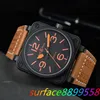 U1 Top Aaahigh Quality Top Brand Bell Ross Mens Watch Casual Fashion Multifunktionell kronograf Läderband Automatisk mekanisk herrklocka Designer Movement