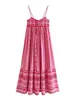 Embroidery Knitted Maxi Dress Women Sleeveless Spaghetti Strap Long Dress Pleated Summer Beach A-line Square Collar Vestidos 240415