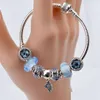 Bärade Edell 100% 925 Sterling Sier Charm Beads Armband Blue Crystal Collocation Armband Lämpligt för kvinnor DIY Bangles Skicka Dr Dhhgh