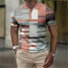 패션 mens 폴로 줄무늬 격자 무늬 프린트 빈티지 의류 고품질 최고 거리 캐주얼 짧은 슬리브 느슨한 대형 셔츠 240403