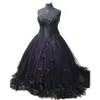 Black And Prom Masqurad Gothic Purpl Drsss 3D Floral Appliqud Badd 2022 Womn Vintag Historical Victorian Corst Swthart Evning Gowns Lac Plus