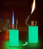 Kreativ uppblåsbar fackla gas jetändare vindtät metall Dual Flame Switching Cigarett Pipe Turbo Lighter Butane Rökning Accesso6577720