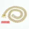 designer necklace Zinc alloy material 14mm thick dense diamond Cuban chain necklace rap hip-hop jewelry