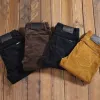 Herfst heren dikke corduroy stretch casual broek klassieke stijl kaki slanke broek mannelijke merkkleding