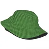 Bérets Green Plaid Bucket Hat Intérieur Design Interior Chapeaux de pêcheurs décontractés pour une Visor imprimé de la rue à la rue à l'unisexe