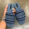 Designer Sandalo per scivolo femminile con SCRLP Sandali in denim azzurro Slide ricamato Slide ricamato Slide piatto sandalo sandali di lusso sandali da viaggio