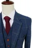 Costumes masculins de haute qualité en laine bleu tweed plaid homme rétro gentleman de style smoot de marié mariage sur mesure (gilet de pantalon de veste)