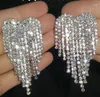 Kolczyki Dangle Rhinestone Oświadczenie dla dziewcząt Big Heart Crystal Fringe upuszczenie kolczyków z mąki biżuterii ślubnej