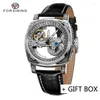 Relógios de pulso para o Wristwatch Men Wristwatch Automático Mecânico Original Sport Transparente Relógio Masculino Top Skeleton Hollow Relógio 8263