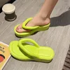 Hausschuhe Frauen Flip Flops mit High Heels 2024 Sommer Beach Schuhe Frau Plattform Weiche Bottom Chunky Ladies Mode
