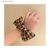 Bands de caoutchouc à cheveux coréens Fashion Plaid Bow Elastic Hair Bands Automne Hiver NOUVEAU PONTYT-NOTES Coie à cheveux Clope Coiffure Headswear Girls Femmes Accessoires de cheveux Y240417