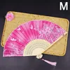 Decorative Figurines Ancient Style Folding Fan Portable Bamboo Peach Blossom Craft Pink Dance Wedding Party Gift Ornament Decoration