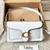 Designer Womens Coache Tabby Coache Sac Litchi LeaYher Brand Handbag Gold Metal Backle Mirror Sac à bandoulière carré de haute qualité 705 196