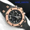 AP Casual Arms Watch Watch Royal Oak Offshore -Serie Automatische Maschinen 42mm Uhrzeit- und Datum Display Herren Uhr Roségold Präzision Stahl verbessert schwarze Platte 26170st