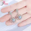 Pieno orecchini Fashion 925 Sterling Silver Round Flower Drop per le donne Top Sale Temperamento Cubic Zirconia Dangler