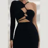 Casual Dresses Long Sleeve V-neck Hollowed Out Dress Tube Top V Neck Hollow