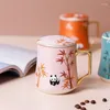 Canecas canecas de cerâmica conjunto de luxo chinês adorável xícara de panda presentes personalizados conjuntos de café