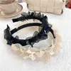 Opaski na głowę Aishg French Style Princess Hair Band Women Lace Rhinestone Pearl Paspand Fairy Temperament Hoop Hairband Girls Hair Accesorie Y240417