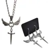 Colares pendentes Calha de asa de coração Crucifixo Chain Clavicle/Brincos Jóias Punk