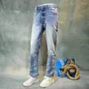 Jeans masculinos mais recente designer moda moda vintage elástico elástico slim split calças casuais jeans ho ho