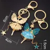 Keychains Lanyards Angel Girl Keychain Rhinestone Crystal Key Chain Key Ring Holder Bag Pendant Accessories Söta kvinnor Emaljnyckling för bil K403 Y240417